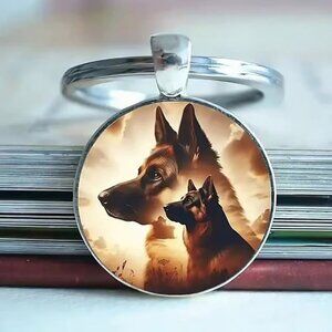 Stainless Steel GERMAN SHEPHERD Dog Keyring Keychain Accessory